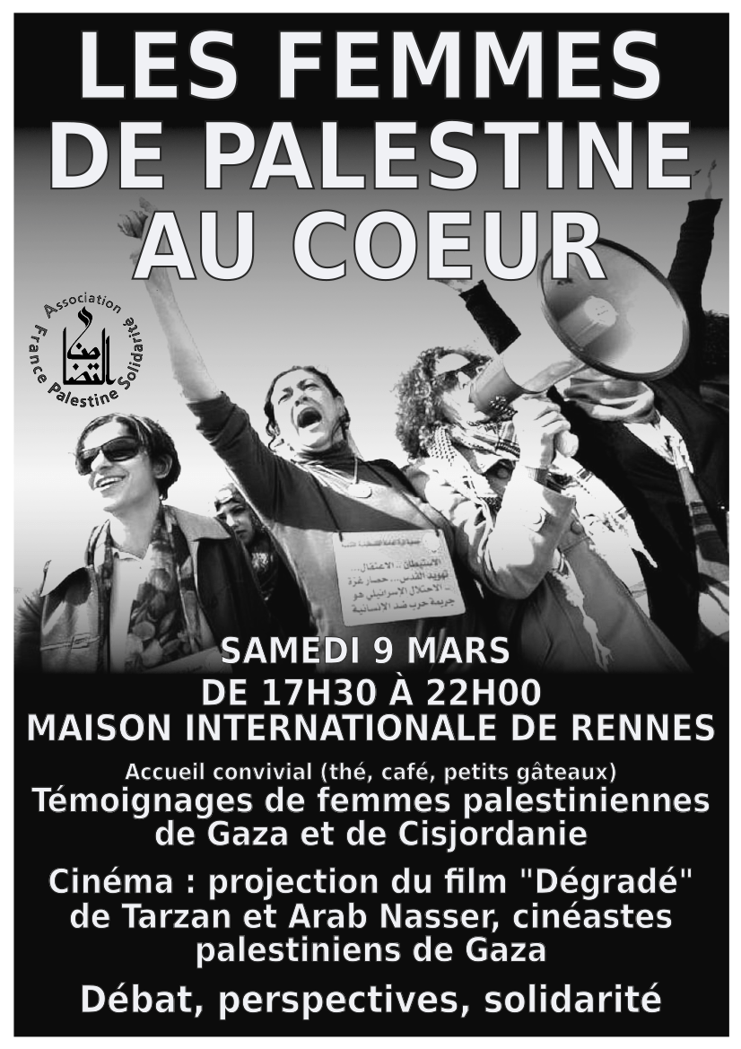 9 mars : Les femmes de Palestine au coeur !