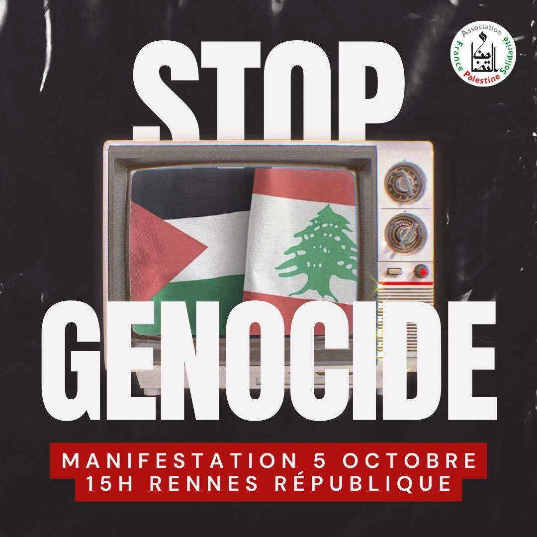 solidaires avec le Liban et la Palestine: manifestation samedi 5 oct. à 15h, place de la république.