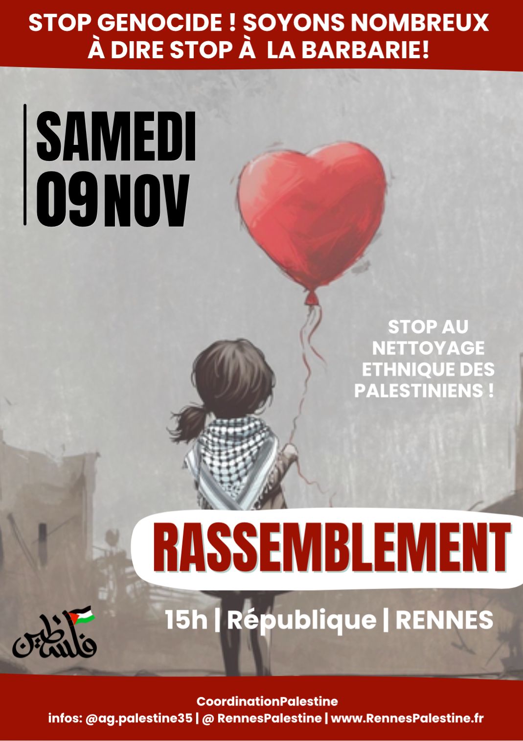 Solidaires avec la Palestine et le Liban : Non à la barbarie, samedi 9 nov à 15h place de la République